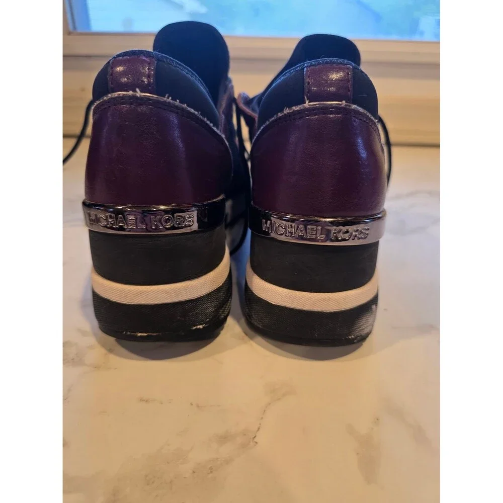 Michael Kors Black & Metallic Burgundy Women's Lace-Up Sneakers